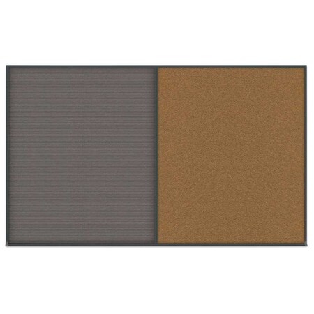 Double Door Radius Corkboard,60x36,Hea, UV7014RC-BLACK-RUBBER